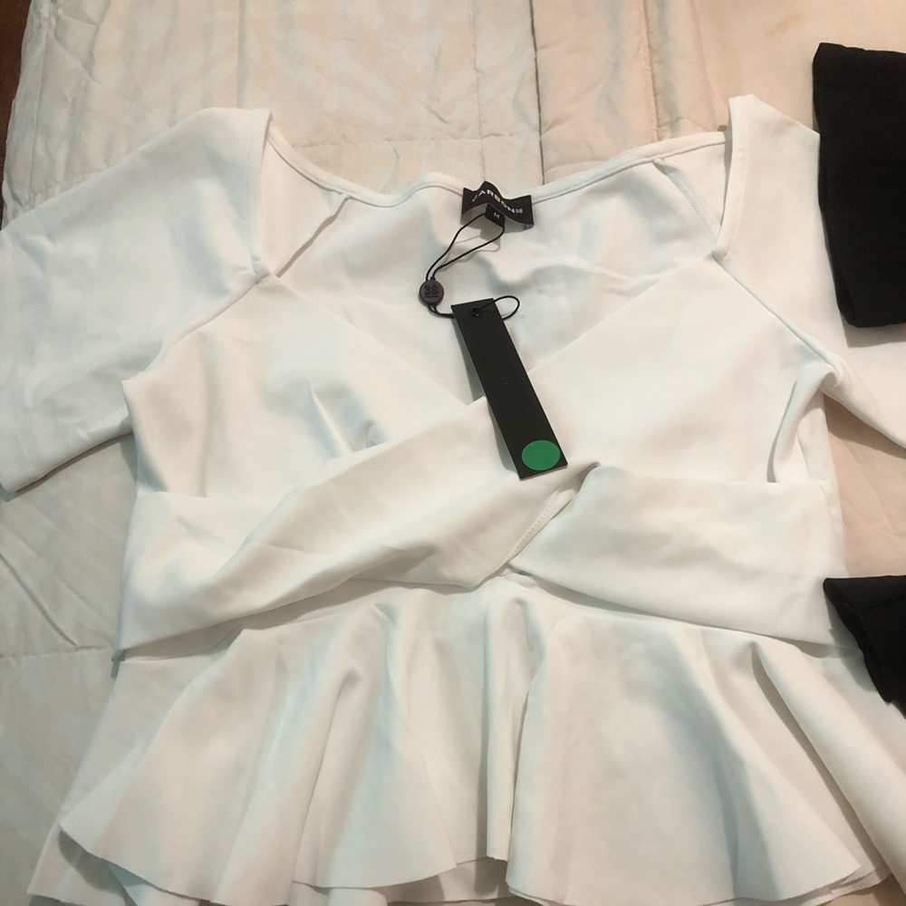 Carbon 38 white shirt peplum
